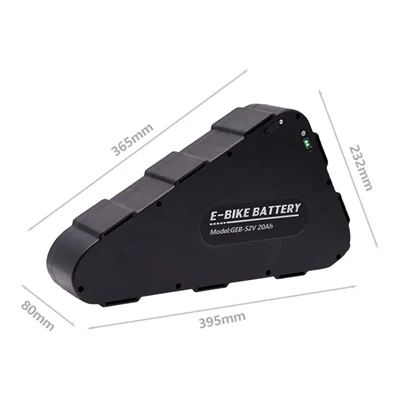 革命的な新しいバッテリー パック: 52V 20Ah 18650 トライアングル リチウム イオン電動自転車バッテリー パック